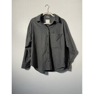 Abercrombie & Fitch Shirt Mens L Flannel Oversized Black White Plaid Cotton
